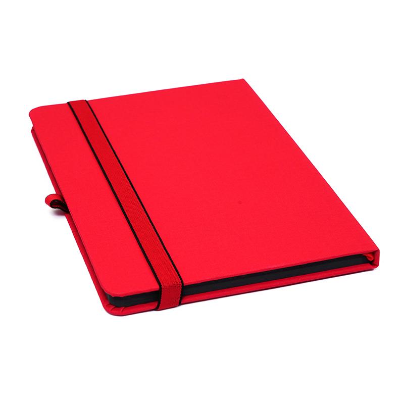 Pu Leather Note Book With Elastic & Pen Holder Red